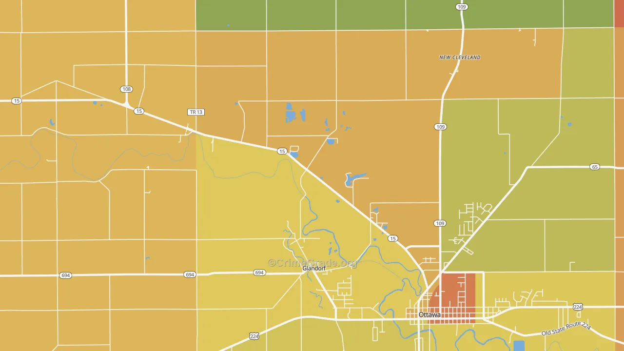 Glandorf, OH Map of Murder Rates