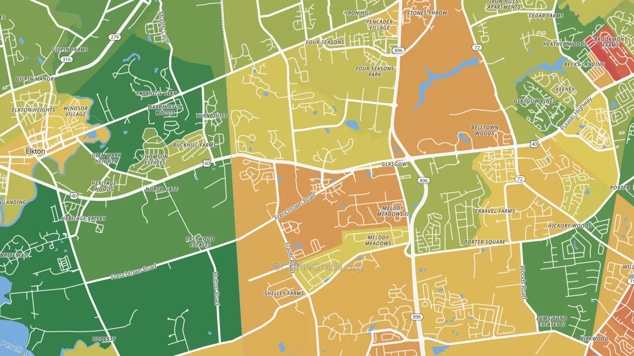 Glasgow, DE Map of Murder Rates