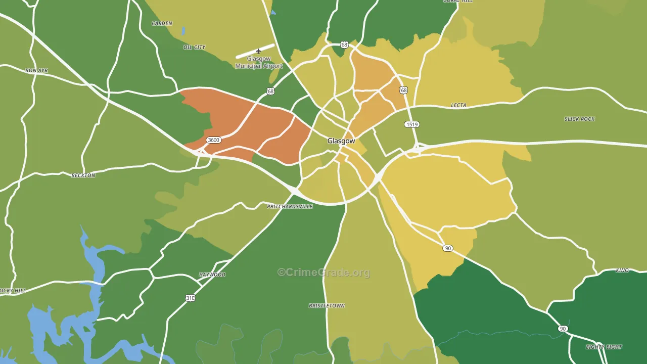Glasgow, KY Map of Murder Rates