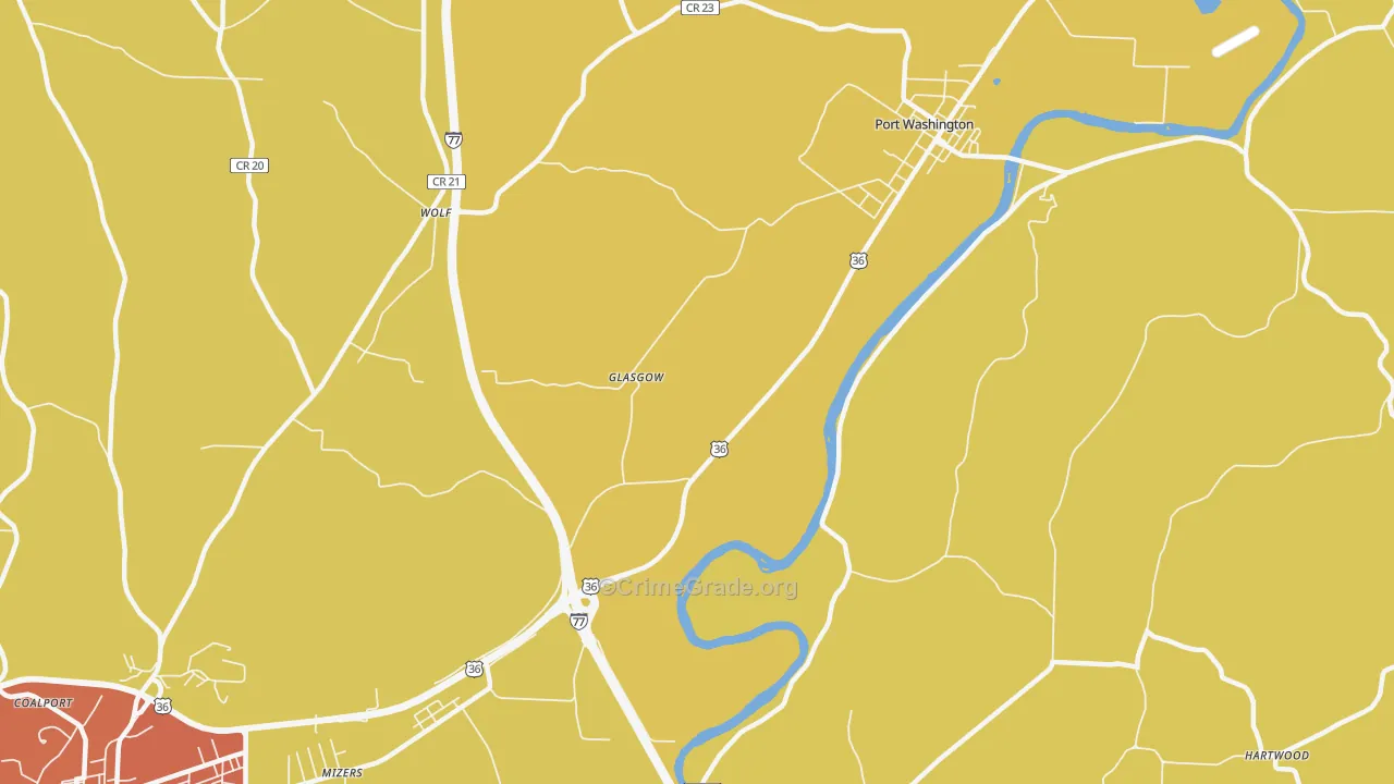 Glasgow, OH Map of Murder Rates