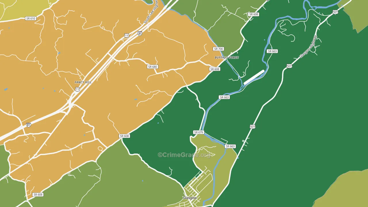 Glasgow, VA Map of Murder Rates