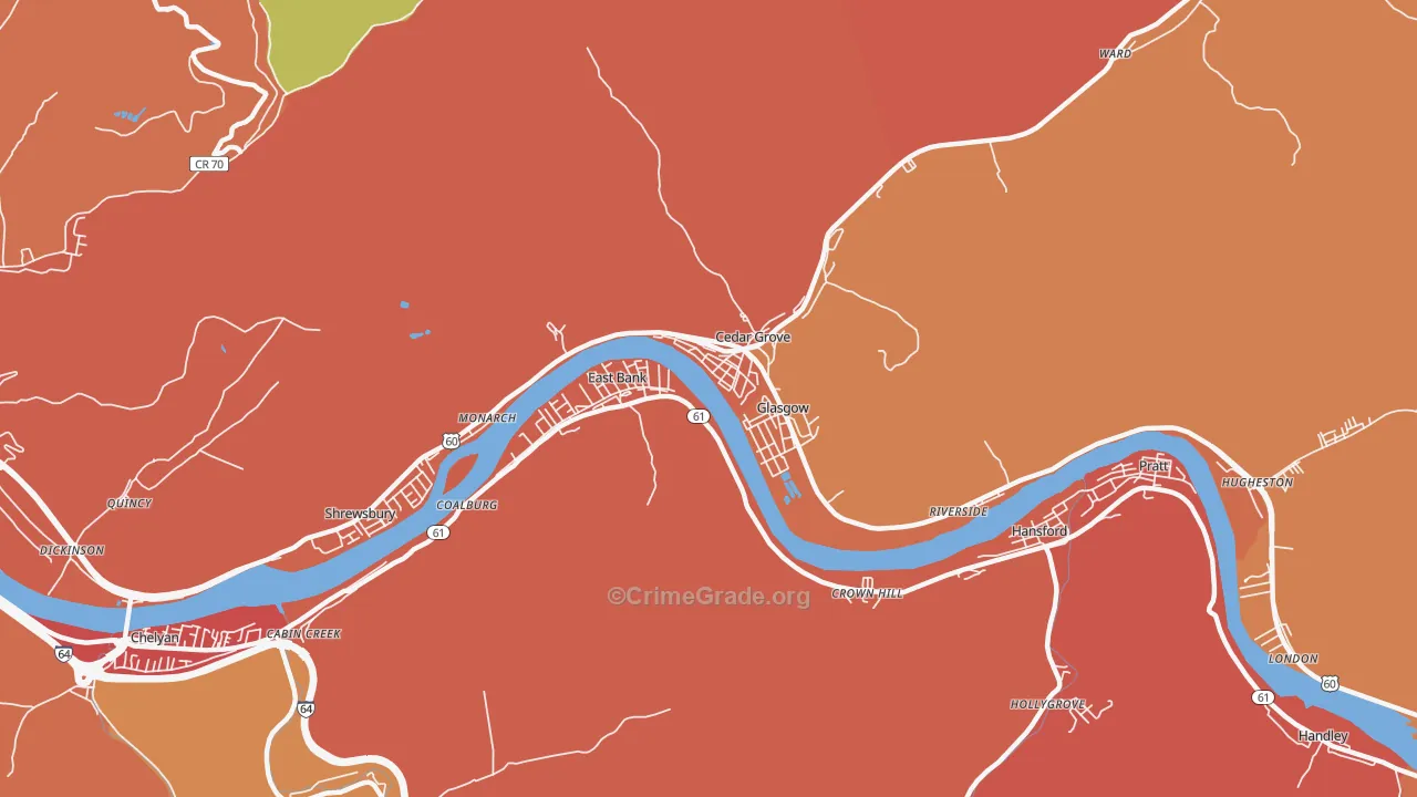 Glasgow, WV Map of Murder Rates