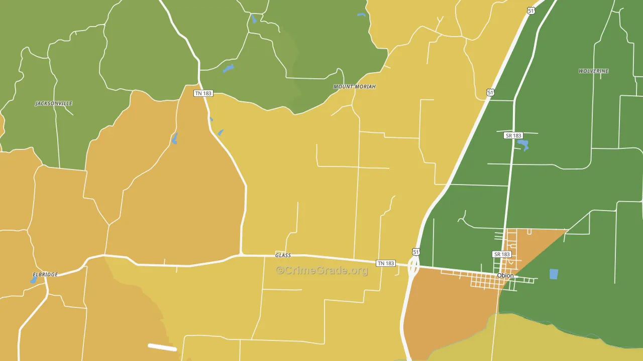 Glass, TN Map of Murder Rates