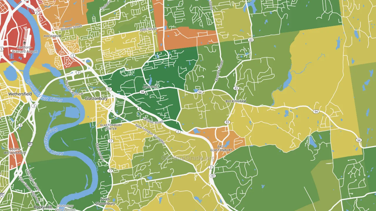 Glastonbury, CT Map of Murder Rates