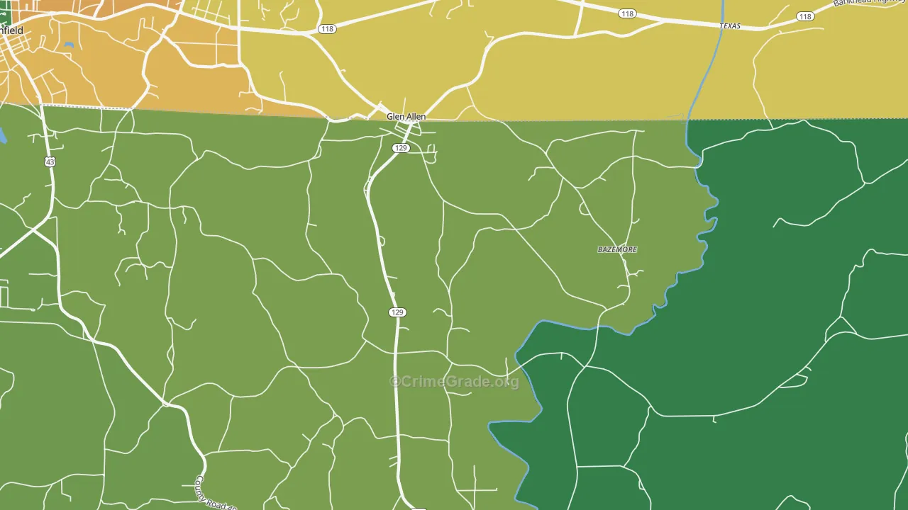 Glen Allen, AL Map of Murder Rates