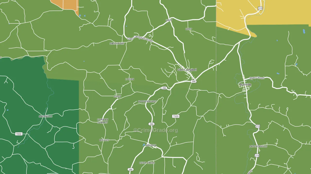 Glen Campbell, PA Map of Murder Rates