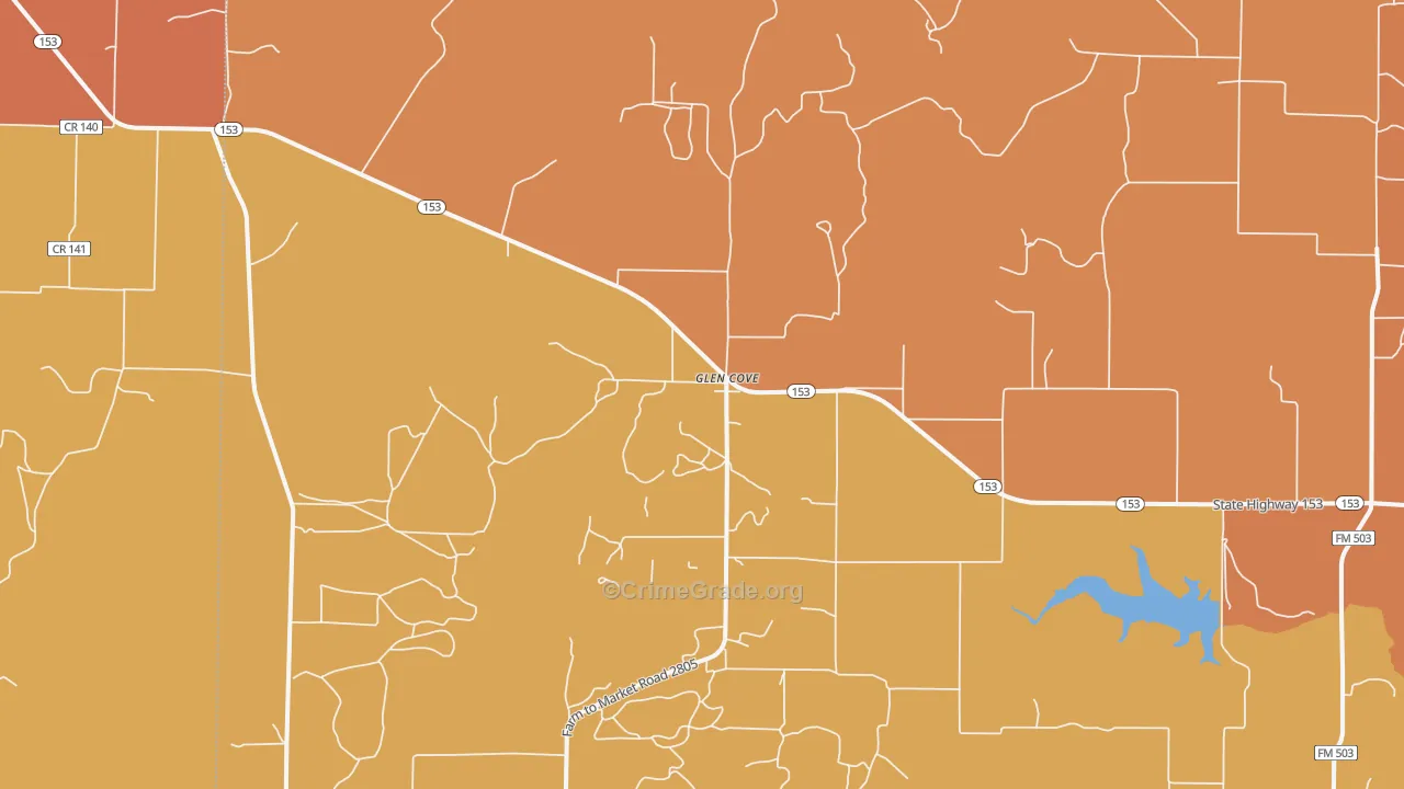 Glen Cove, TX Map of Murder Rates