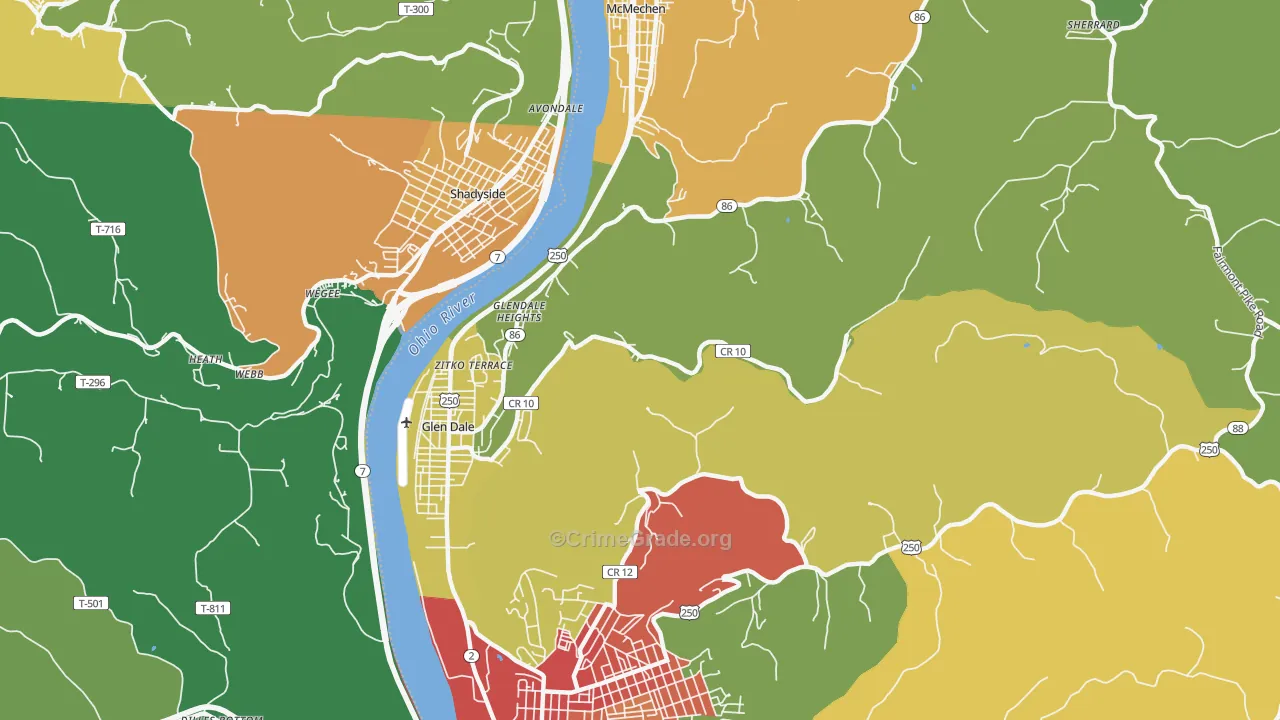 Glen Dale, WV Map of Murder Rates