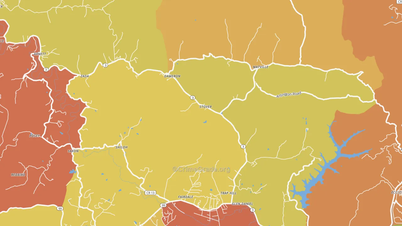 Glen Daniel, WV Map of Murder Rates