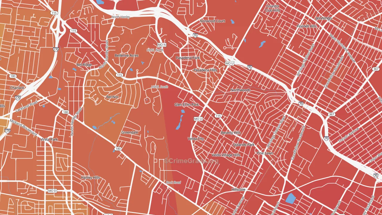 Glen Echo Park, MO Map of Murder Rates