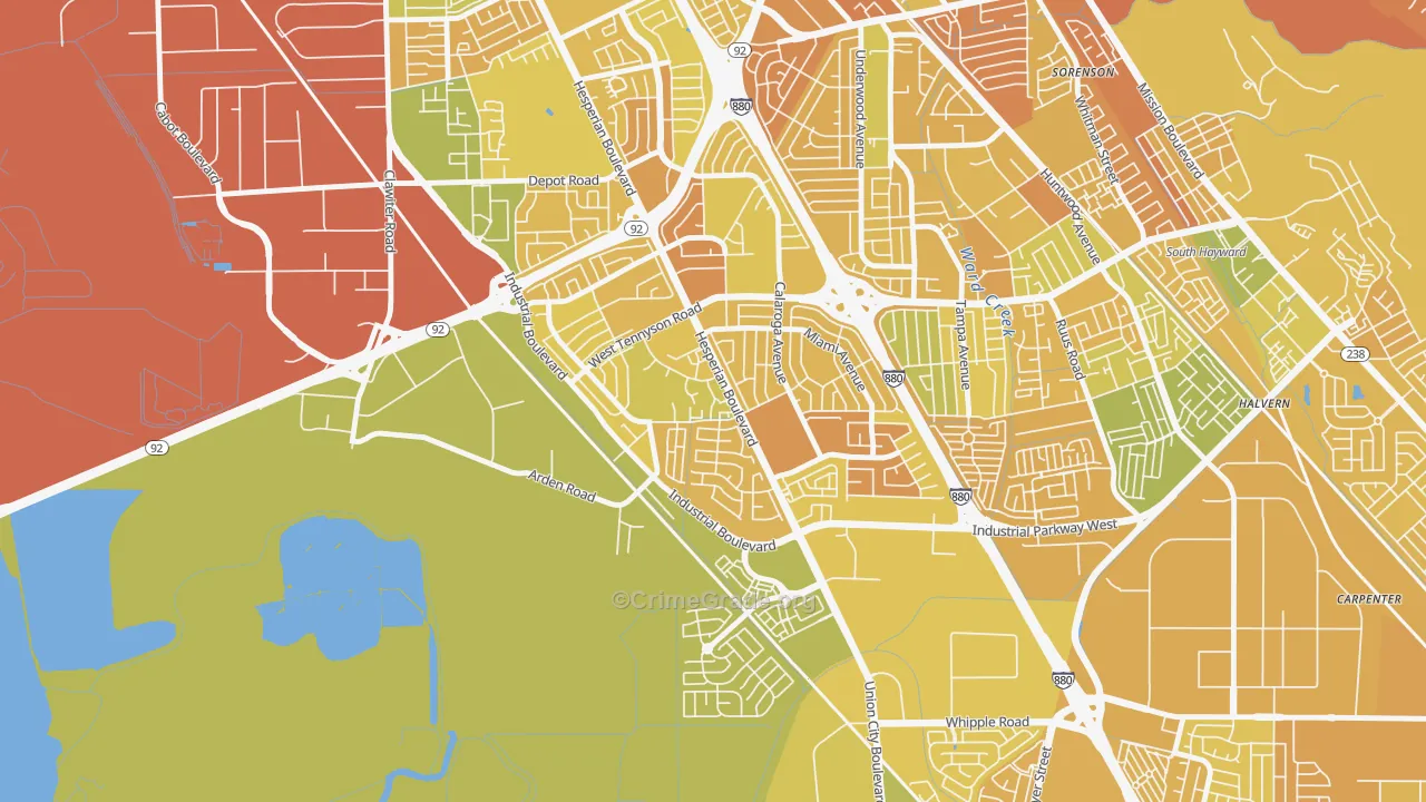 Glen Eden, Hayward, CA Map of Murder Rates