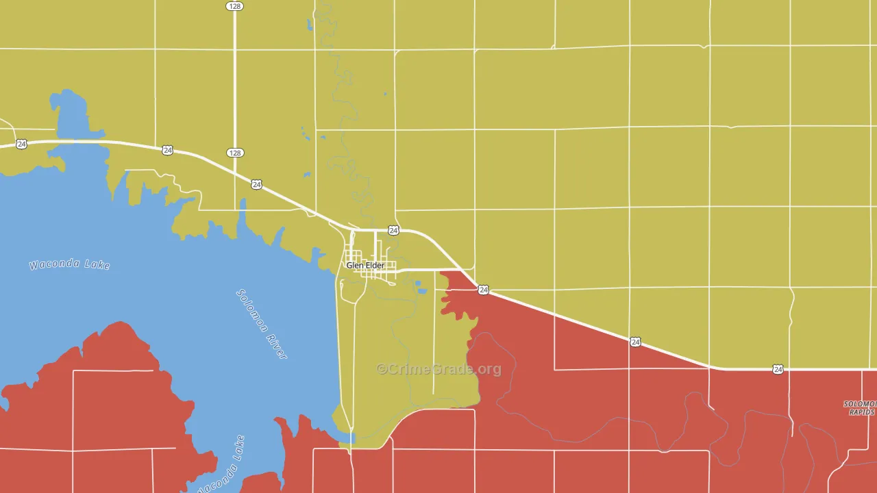 Glen Elder, KS Map of Murder Rates