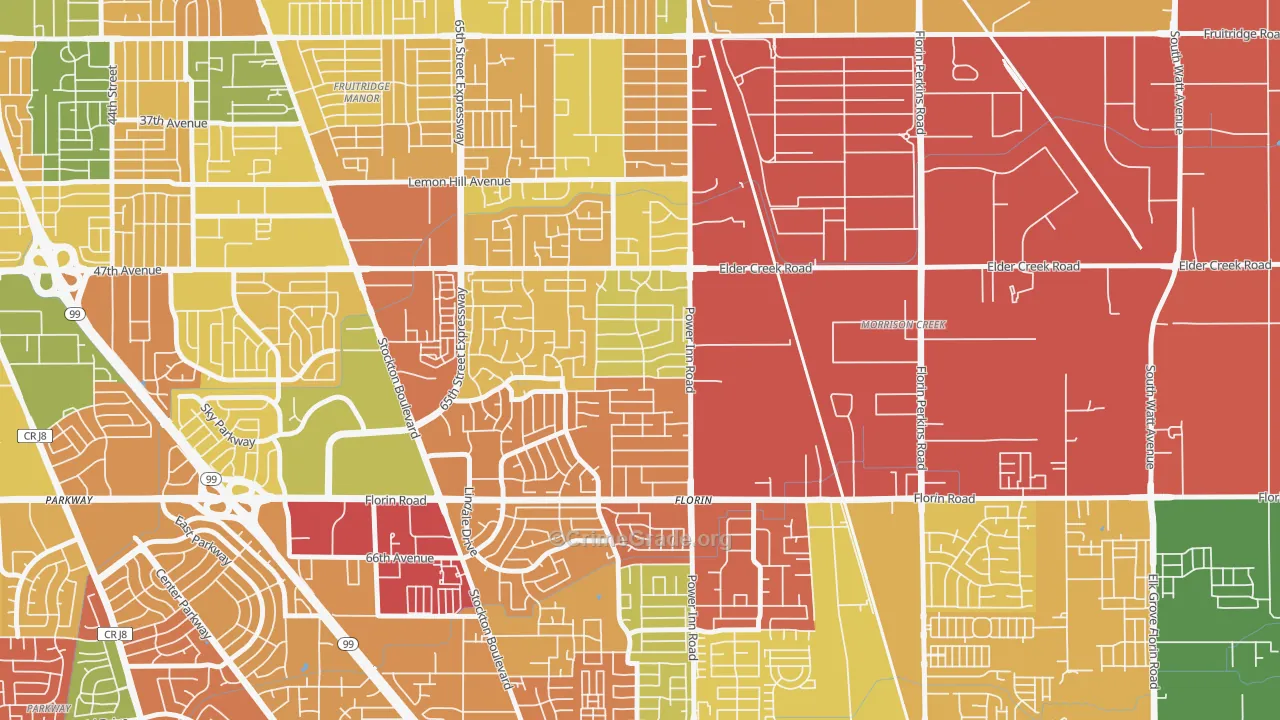Glen Elder, Sacramento, CA Map of Murder Rates