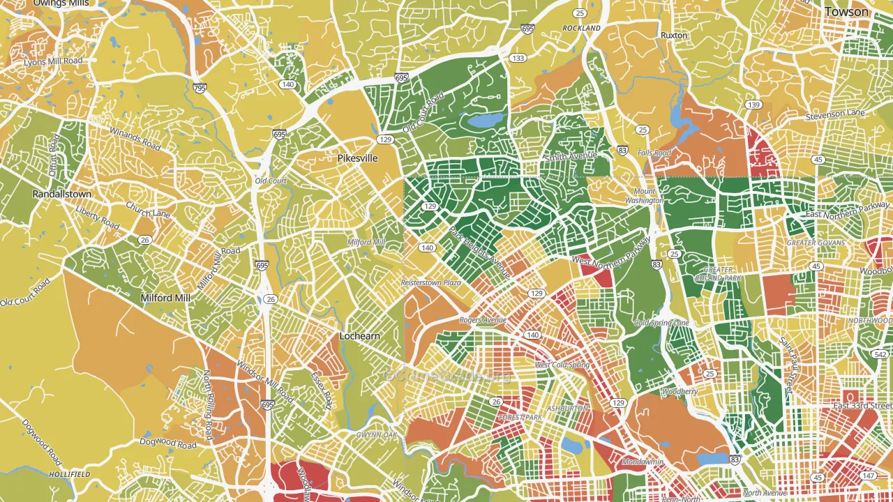 Glen-Fallstaff, Baltimore, MD Map of Murder Rates