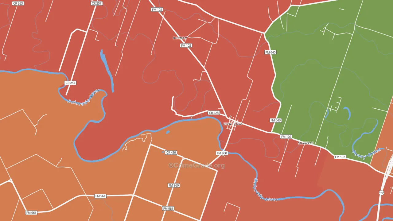 Glen Flora, TX Map of Murder Rates