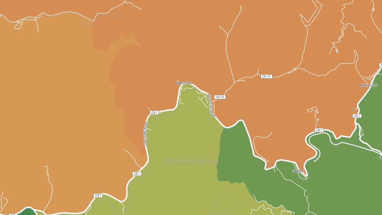 Glen Fork, WV Map of Murder Rates