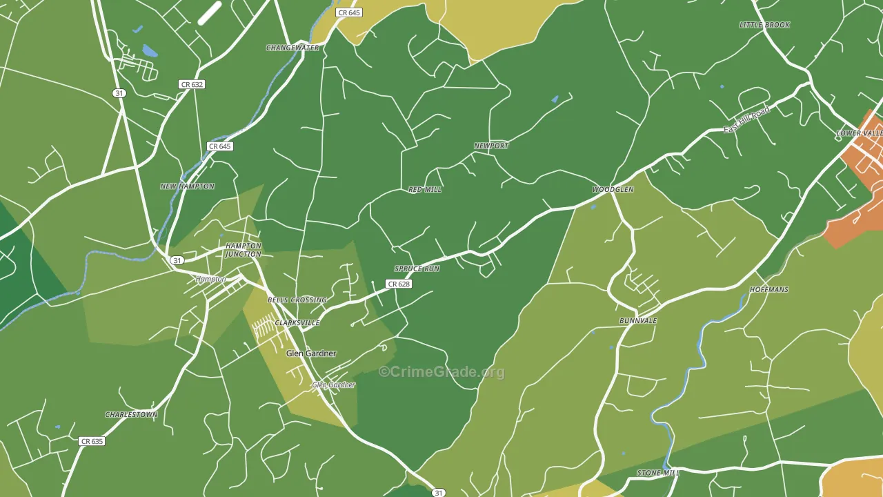 Glen Gardner, NJ Map of Murder Rates