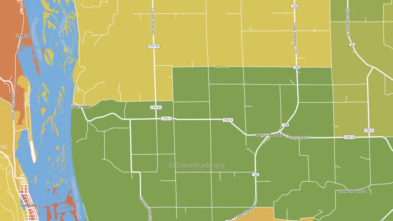 Glen Haven, WI Map of Murder Rates