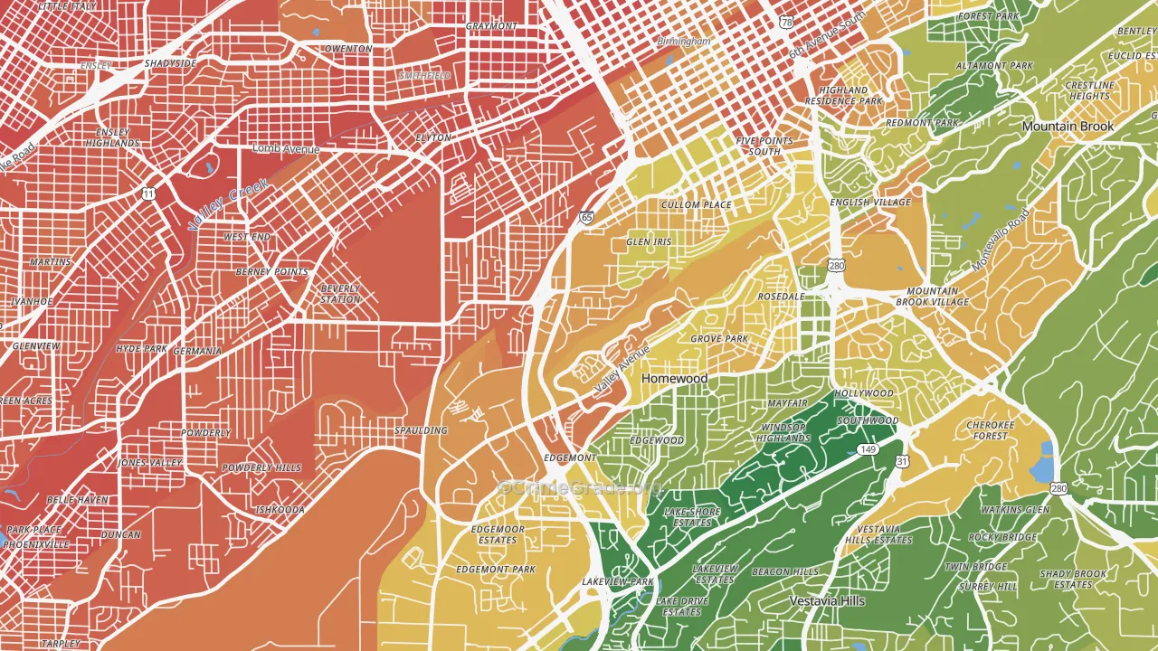 Glen Iris, Birmingham, AL Map of Murder Rates