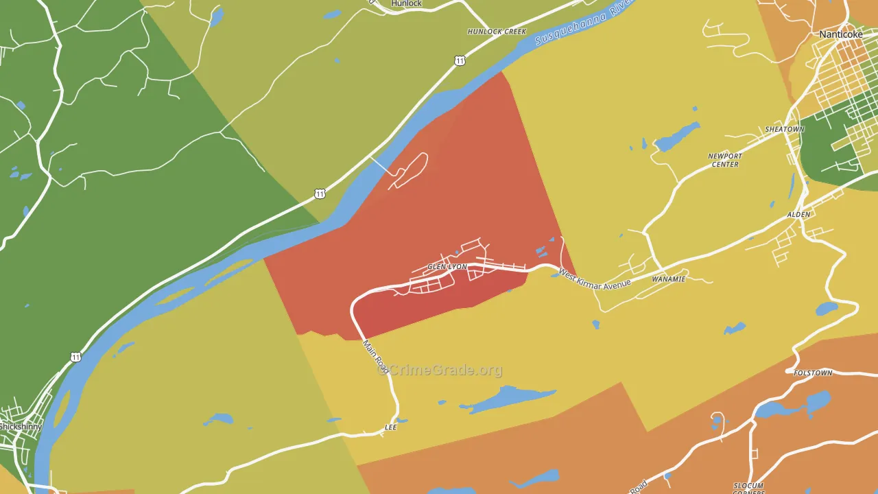 Glen Lyon, PA Map of Murder Rates
