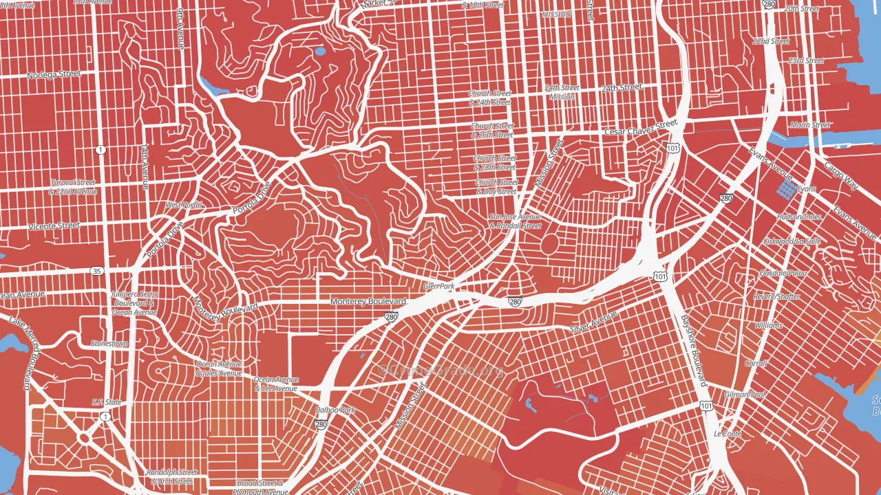 Glen Park, San Francisco, CA Map of Murder Rates