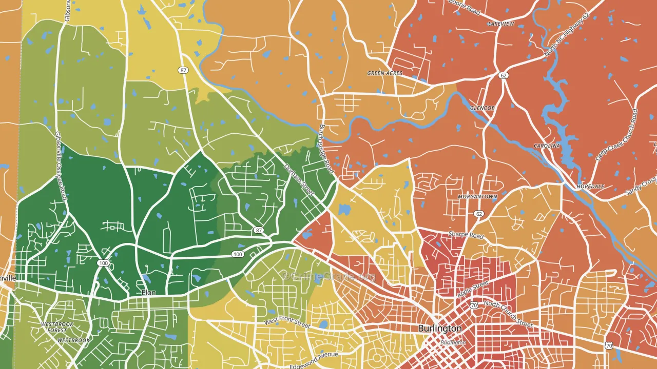 Glen Raven, NC Map of Murder Rates