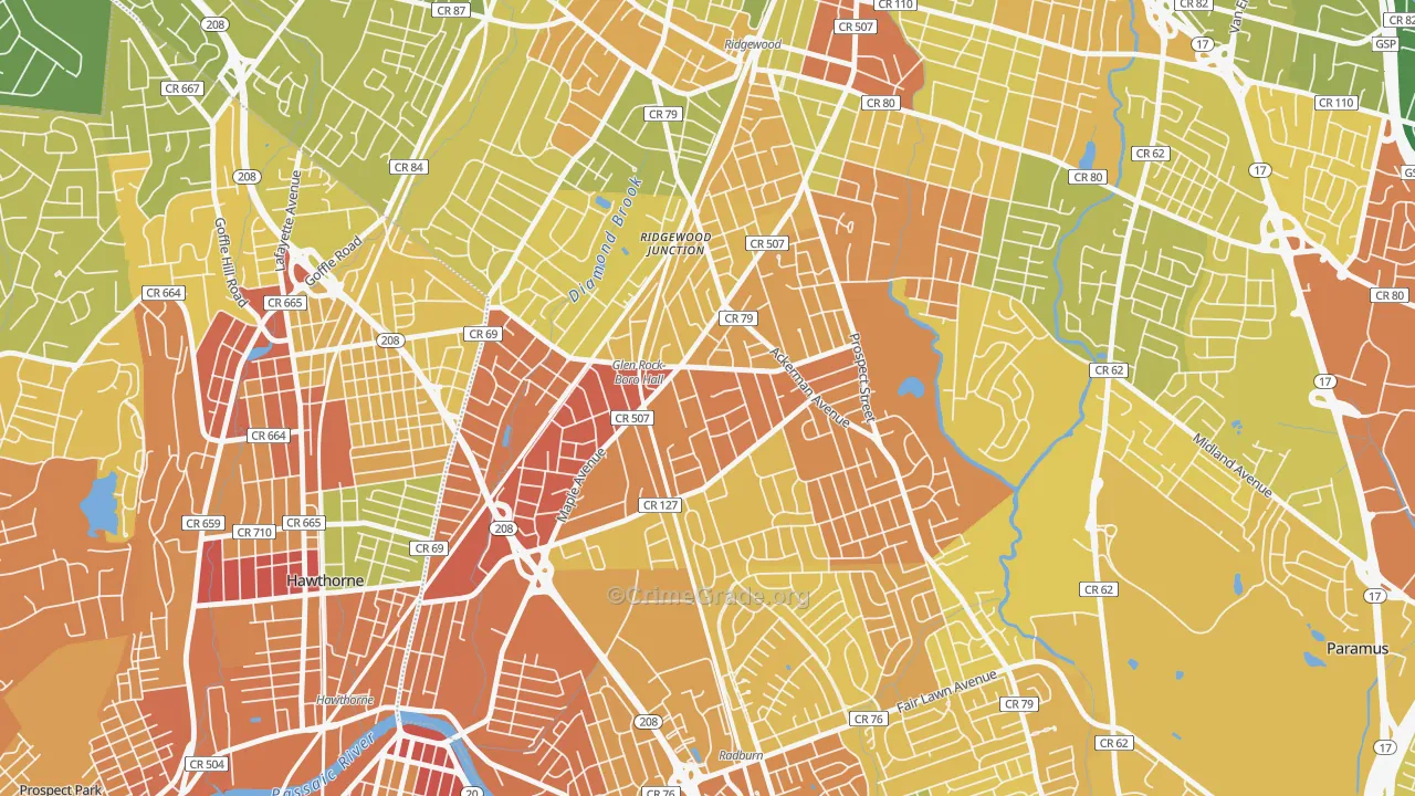 Glen Rock, NJ Map of Murder Rates