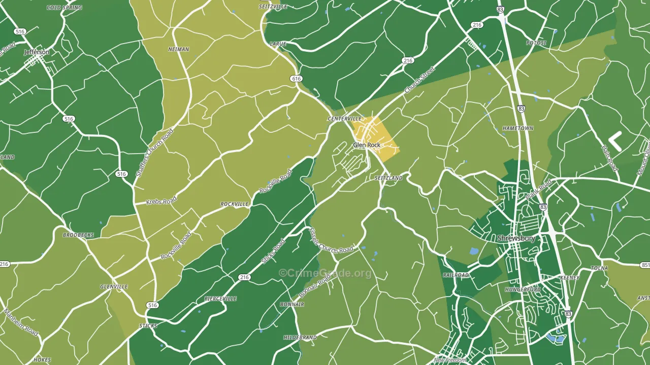 Glen Rock, PA Map of Murder Rates