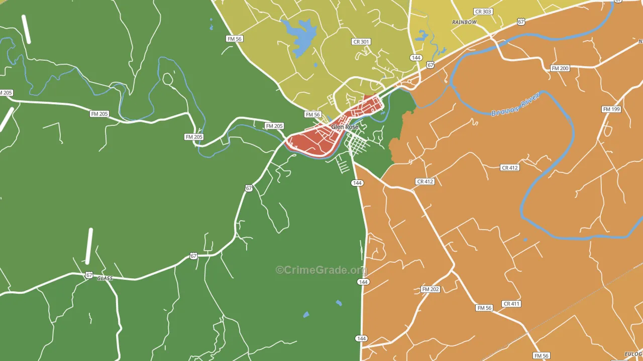 Glen Rose, TX Map of Murder Rates