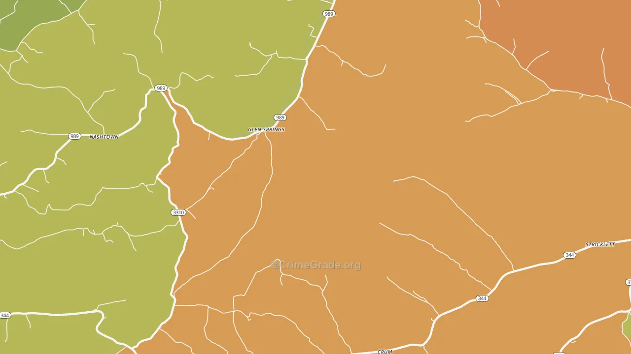 Glen Springs, KY Map of Murder Rates