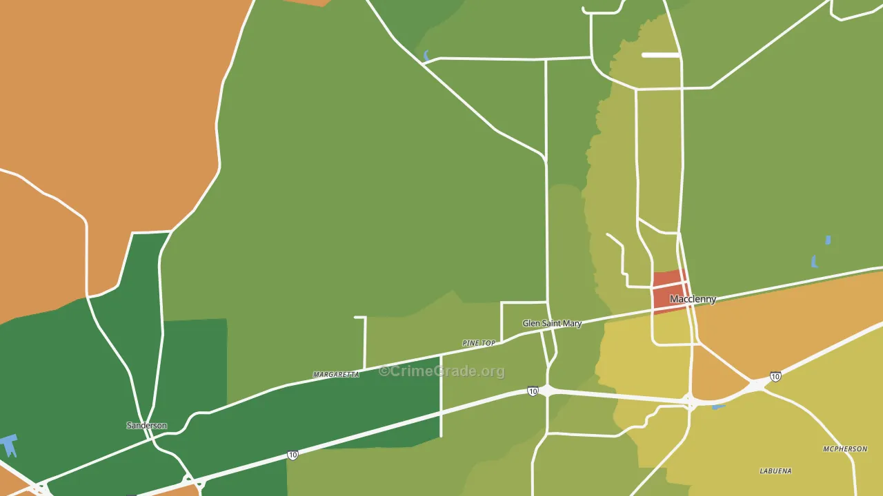 Glen St. Mary, FL Map of Murder Rates