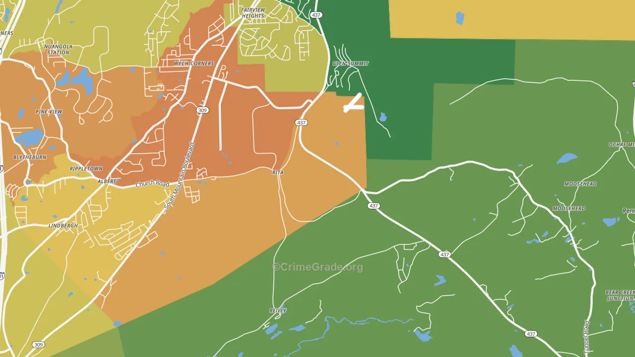 Glen Summit, PA Map of Murder Rates