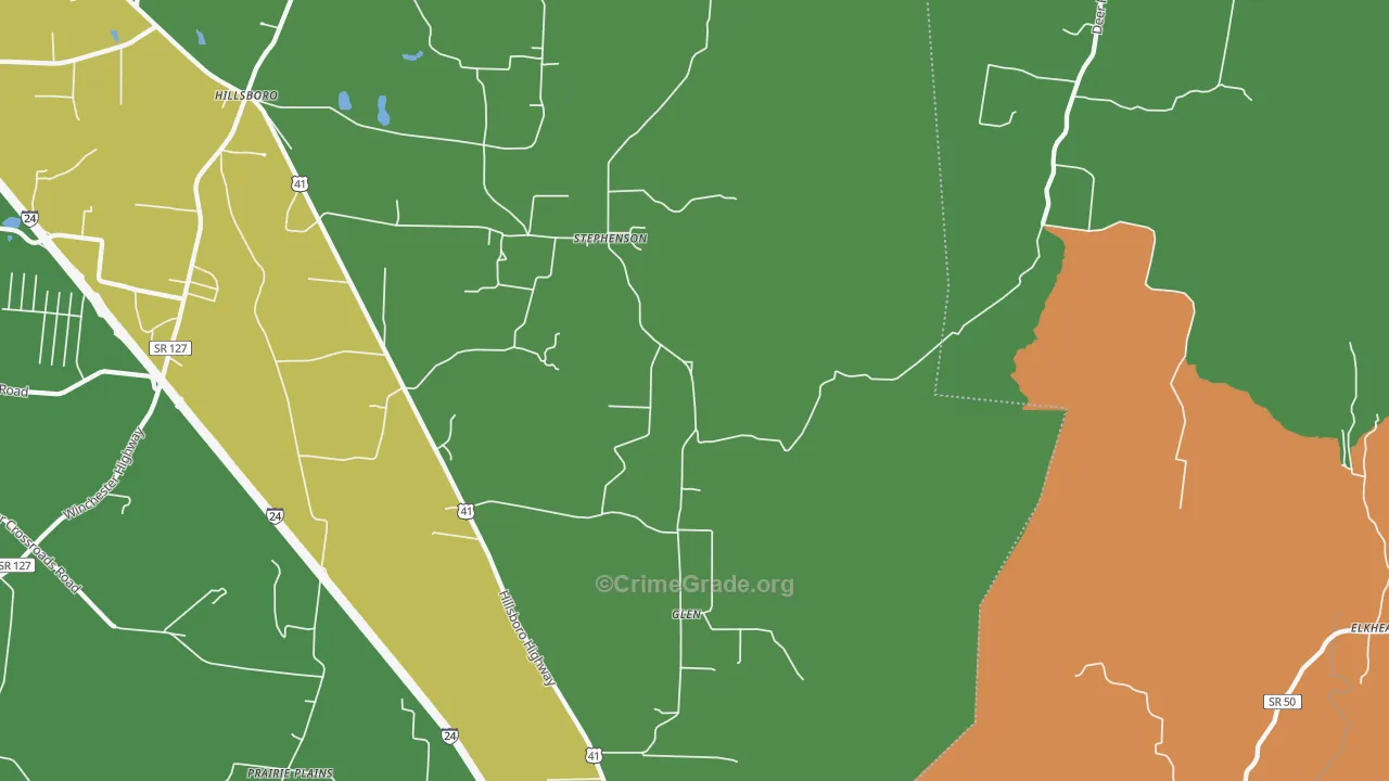 Glen, TN Map of Murder Rates