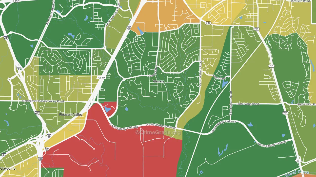 Glenaire, MO Map of Murder Rates