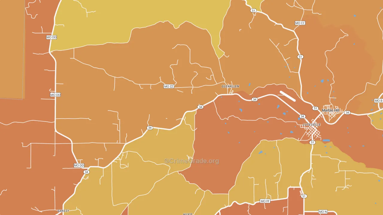 Glenallen, MO Map of Murder Rates