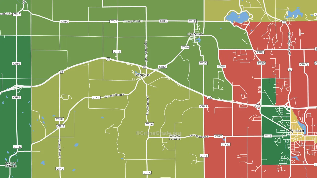 Glenbeulah, WI Map of Murder Rates