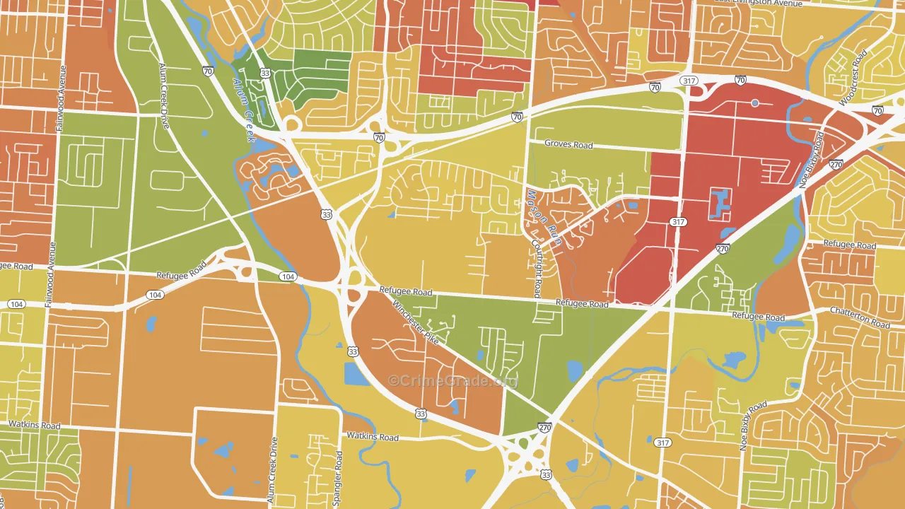 Glenbrook, Columbus, OH Map of Murder Rates