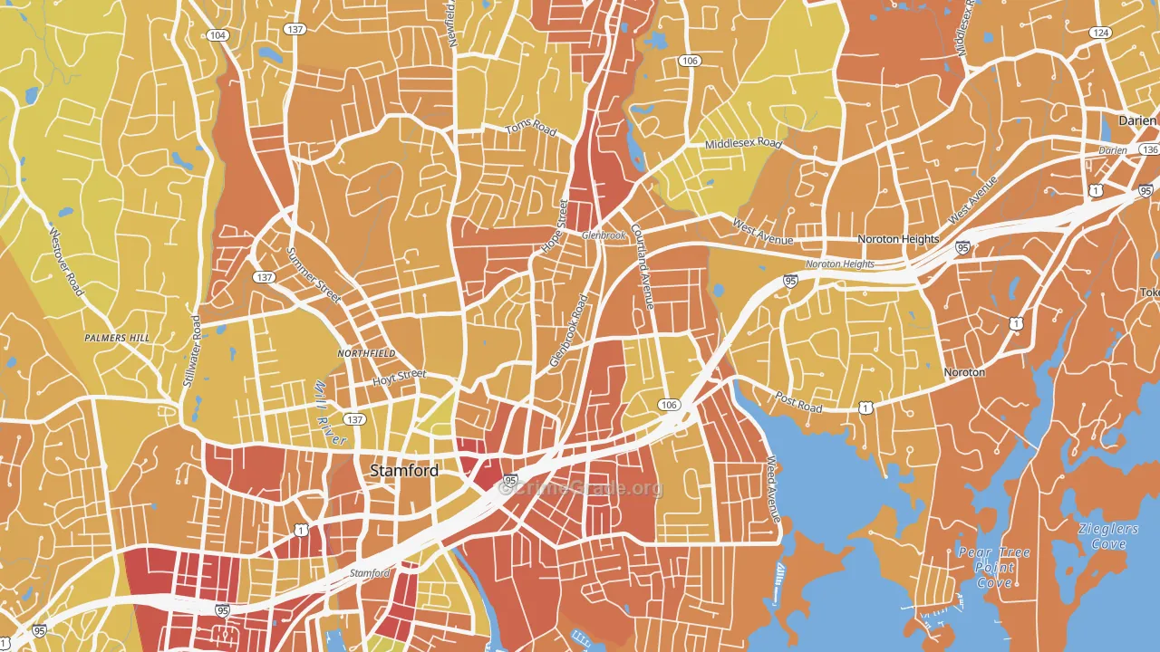 Glenbrook, Stamford, CT Map of Murder Rates