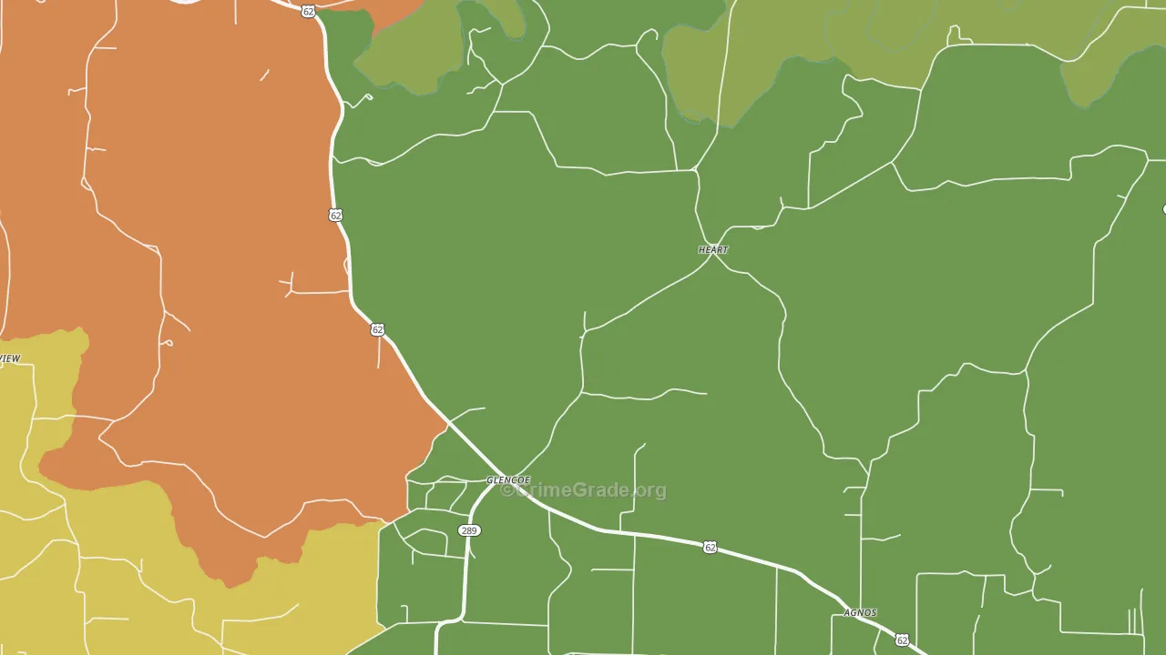 Glencoe, AR Map of Murder Rates