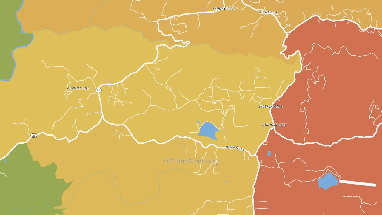 Glencoe, CA Map of Murder Rates