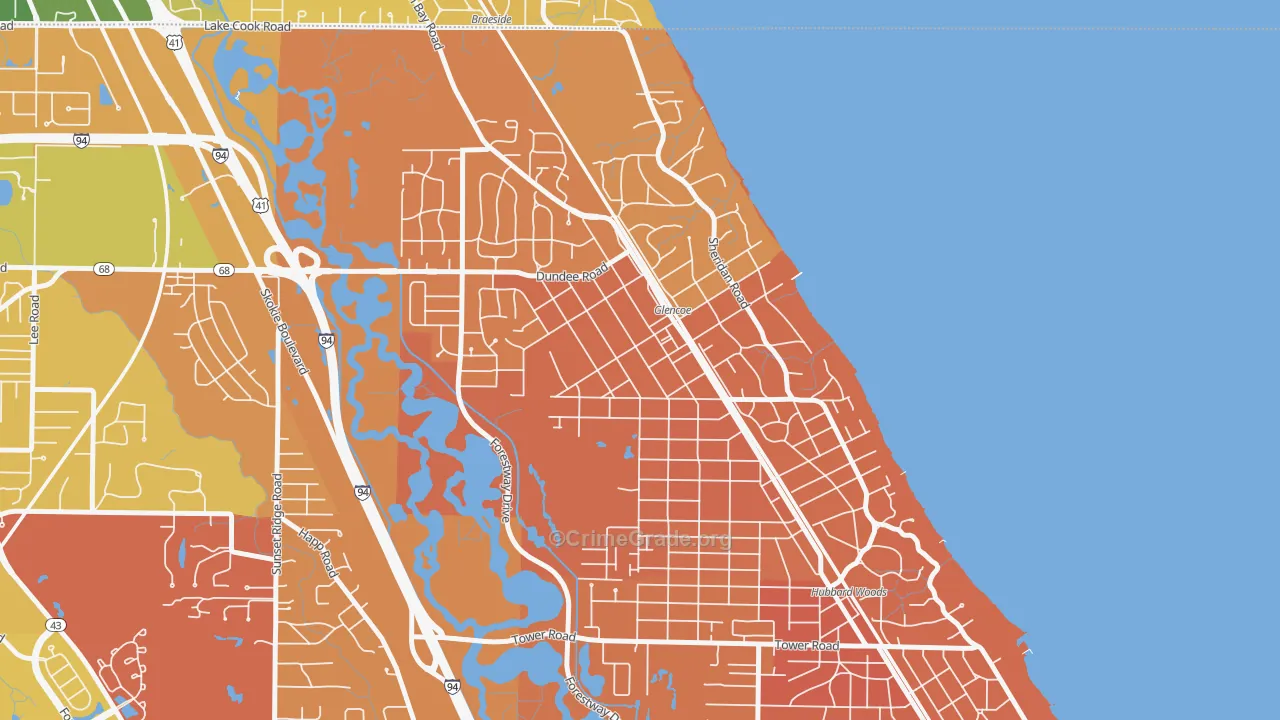 Glencoe, IL Map of Murder Rates