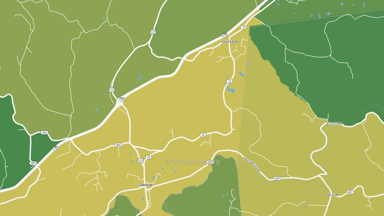 Glencoe, KY Map of Murder Rates