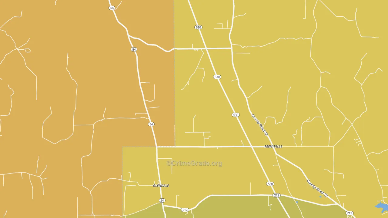 Glendale, AR Map of Murder Rates