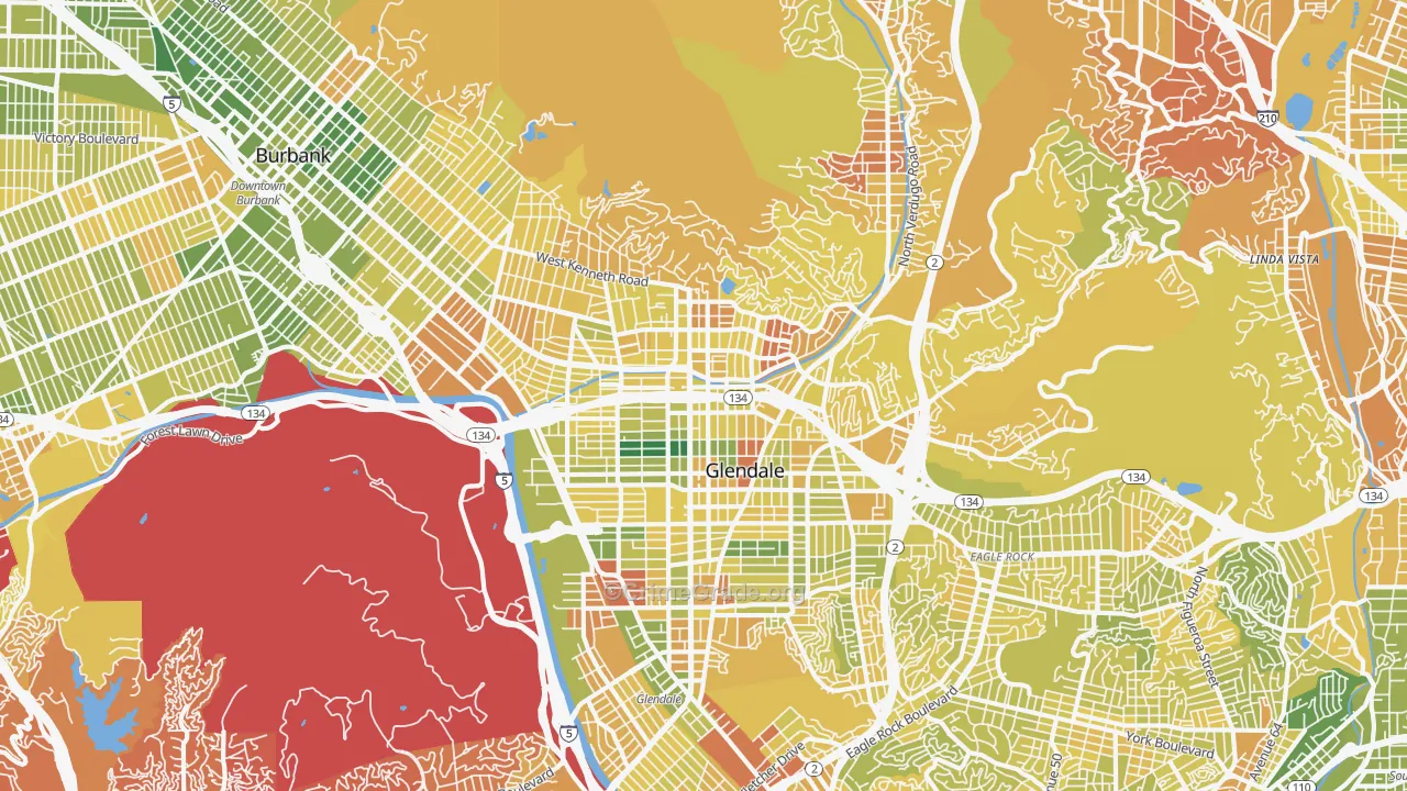 Glendale, CA Map of Murder Rates