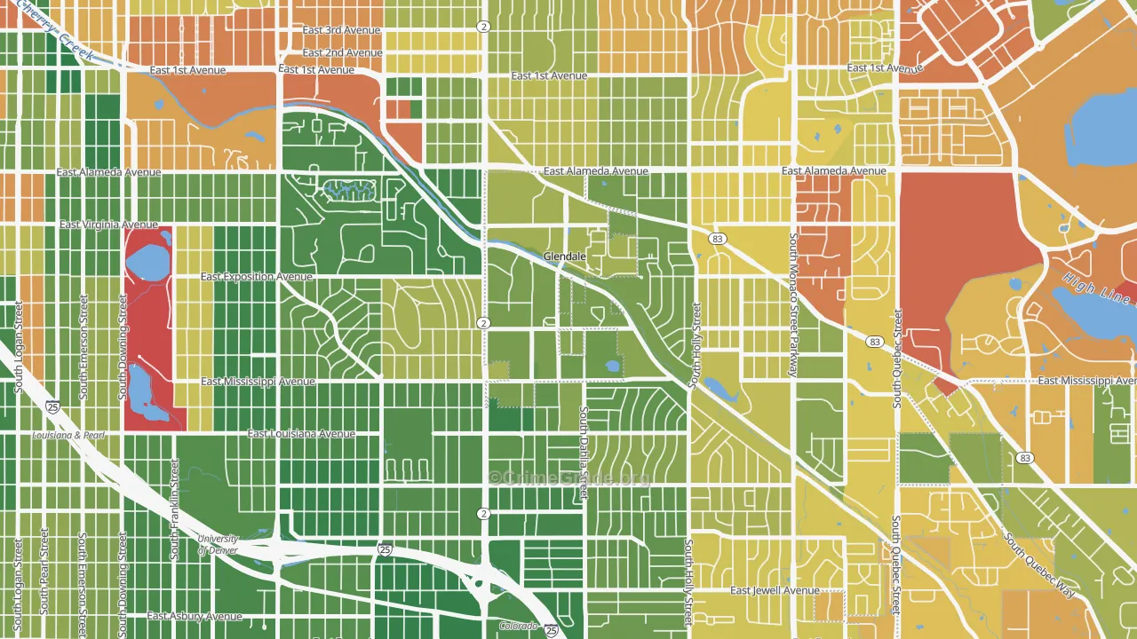 Glendale, CO Map of Murder Rates