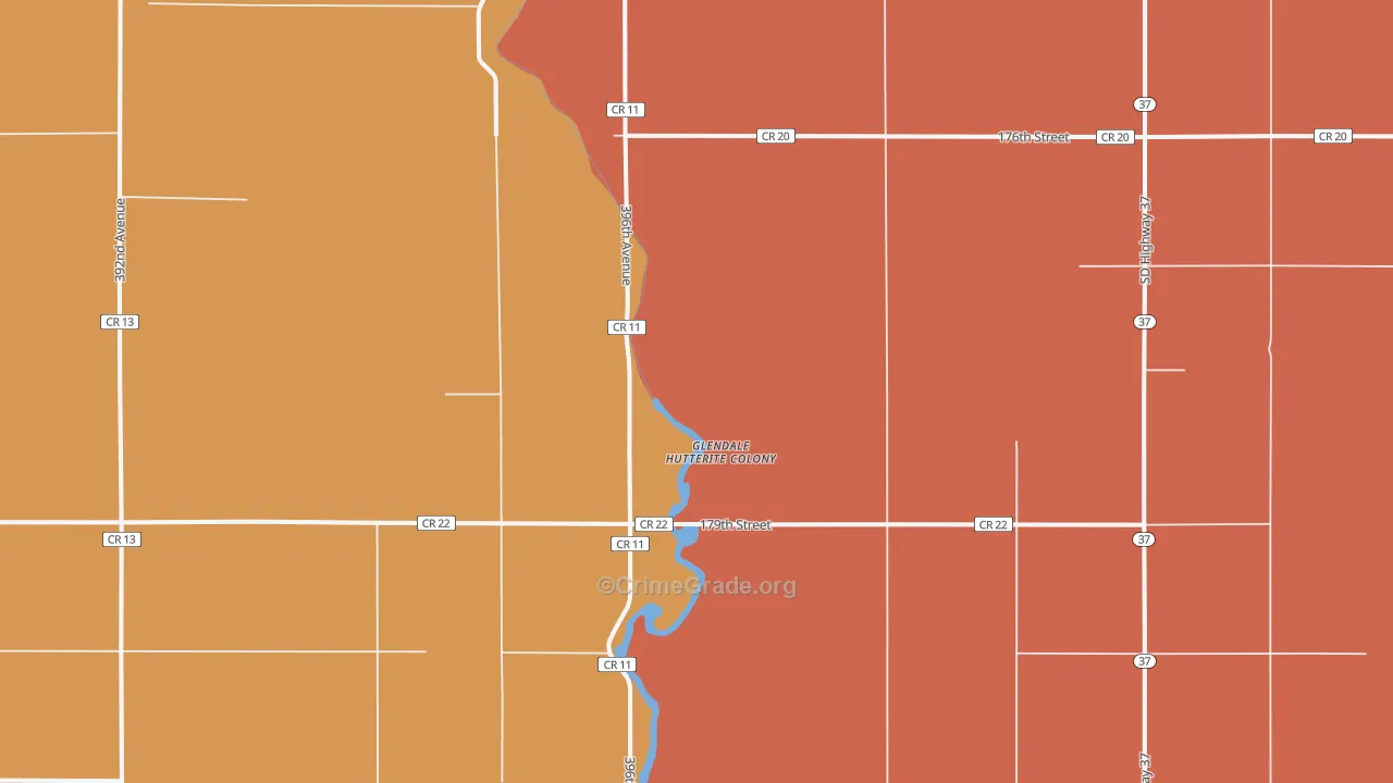 Glendale Colony, SD Map of Murder Rates