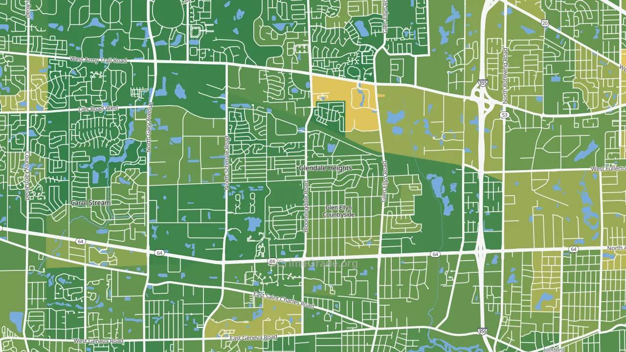 Glendale Heights, IL Map of Murder Rates