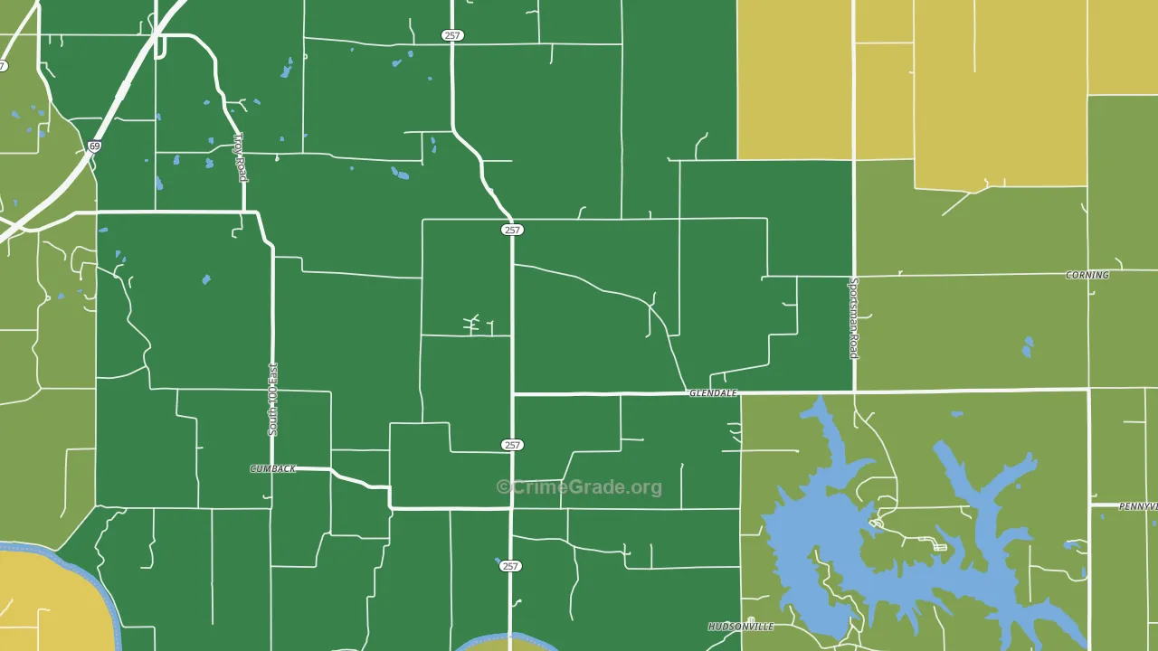 Glendale, IN Map of Murder Rates