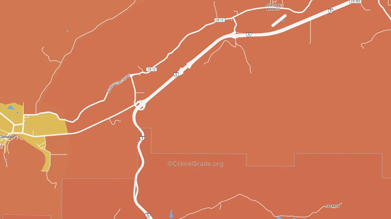 Glendale Junction, OR Map of Murder Rates