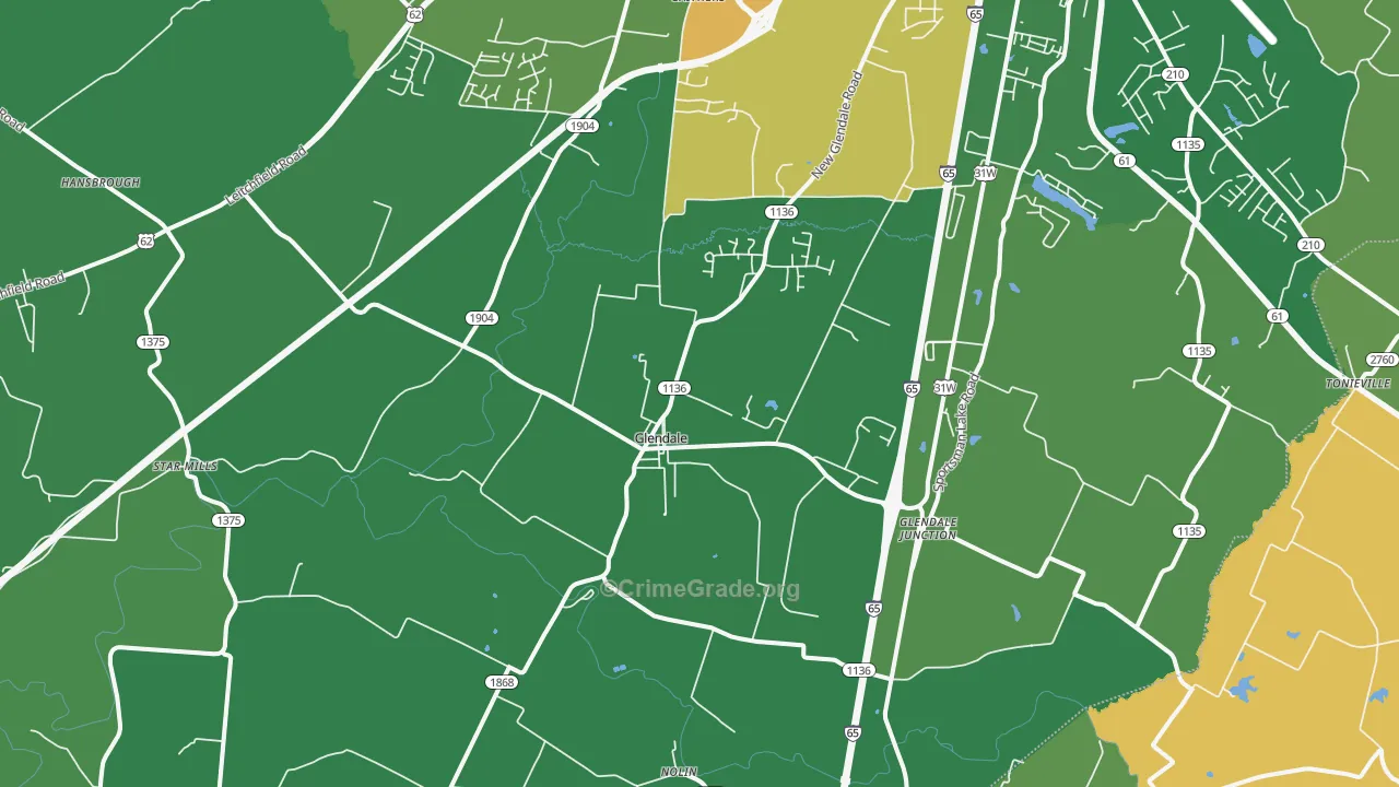 Glendale, KY Map of Murder Rates